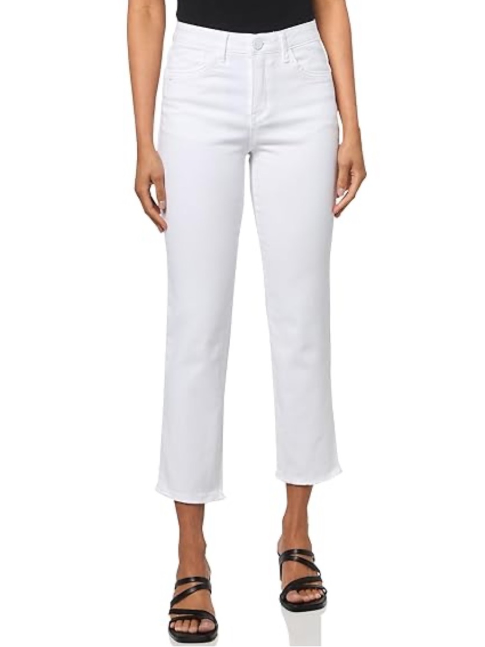 Democracy Ab Technology White Wide Leg Cropped Raw Hem Jeans. Size 16.
